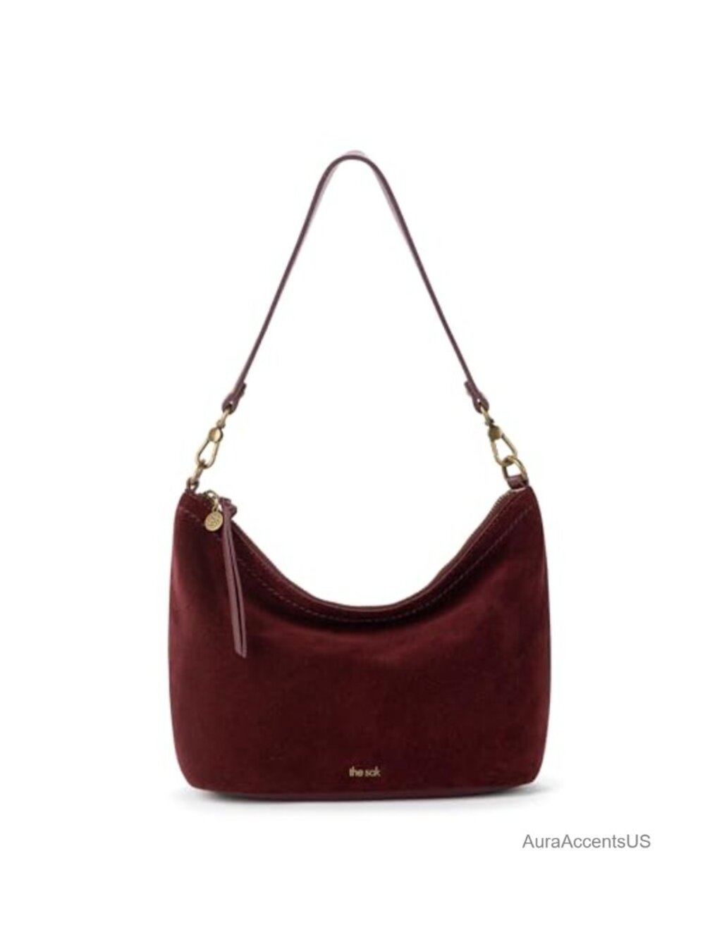 Leather Small Hobo Shoulder Bag Detachable Strap Zipper Everyday Purse
